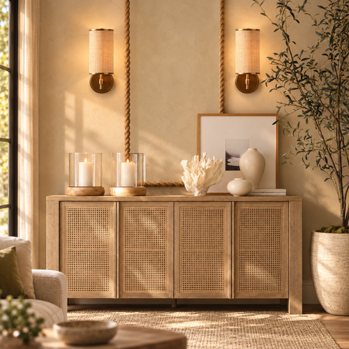 Andre Rattan Cylinder Sconce