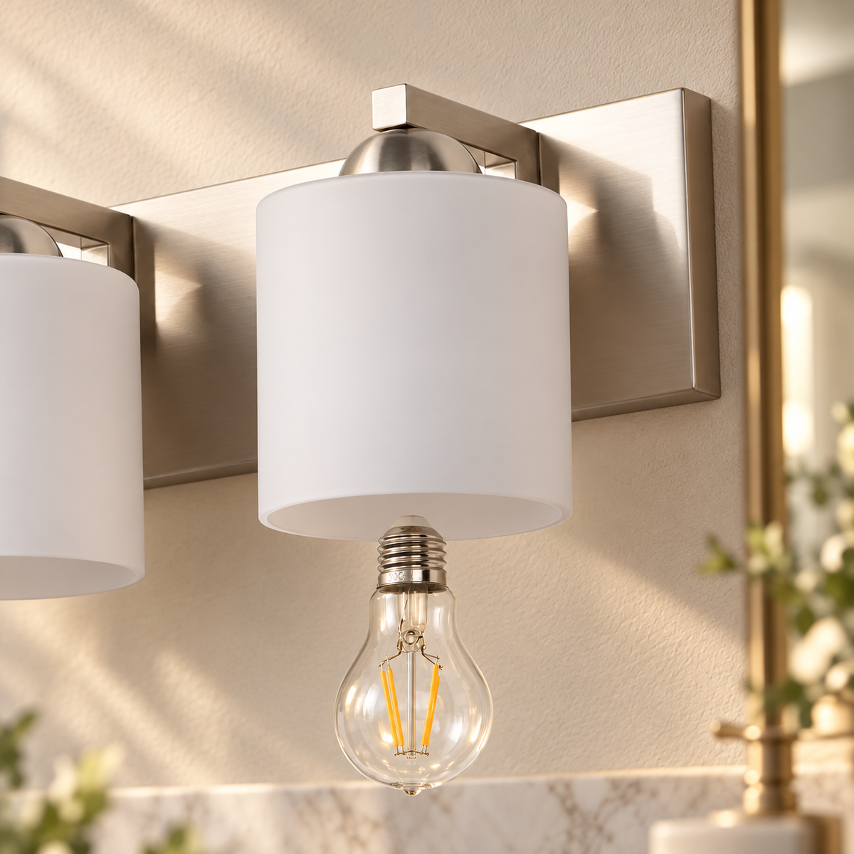 Lepe Metal Vanity Light with Opal Glass Shades