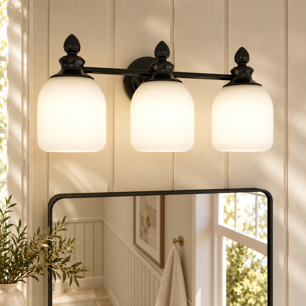 Dimmable Bathroom Vanity Light with Frosted Glass Shade