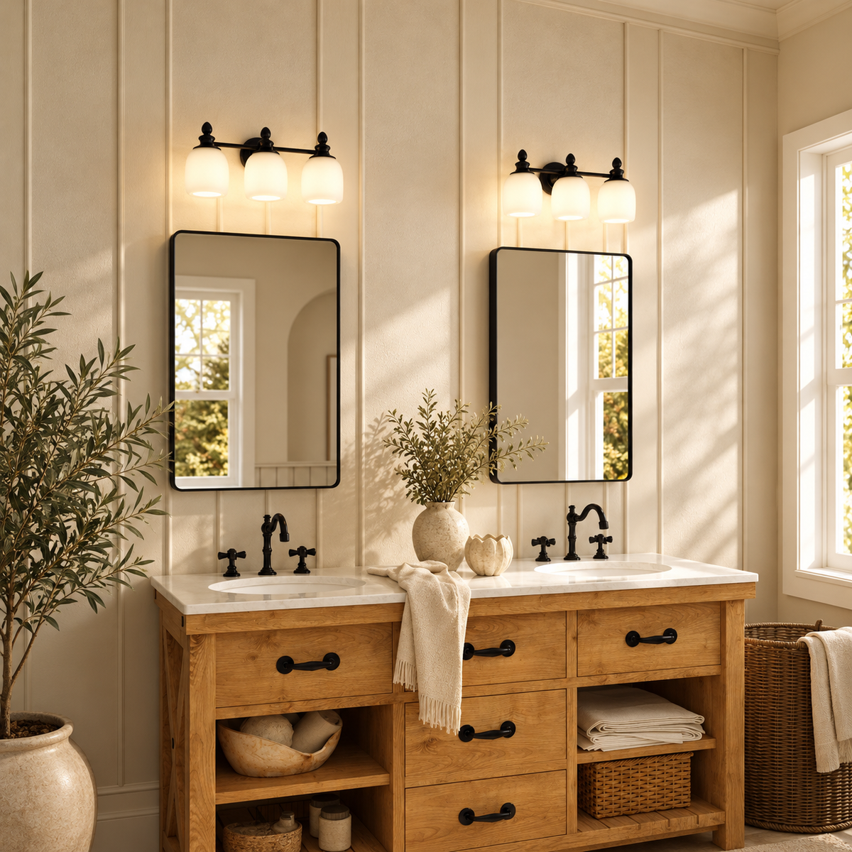 Dimmable Bathroom Vanity Light with Frosted Glass Shade