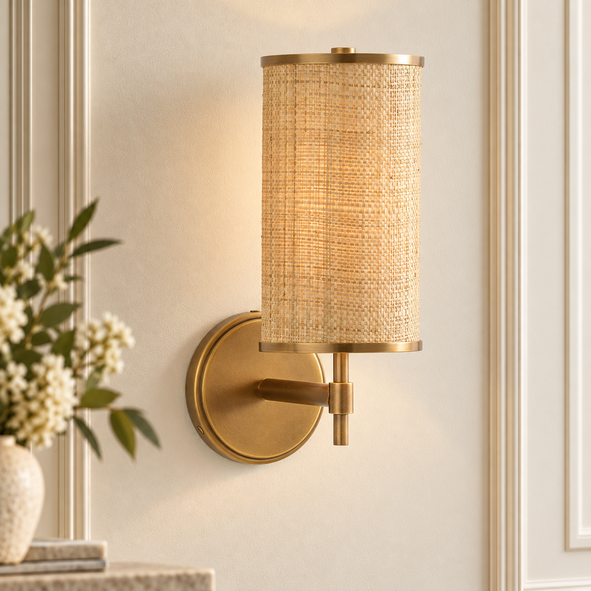 Andre Rattan Cylinder Sconce